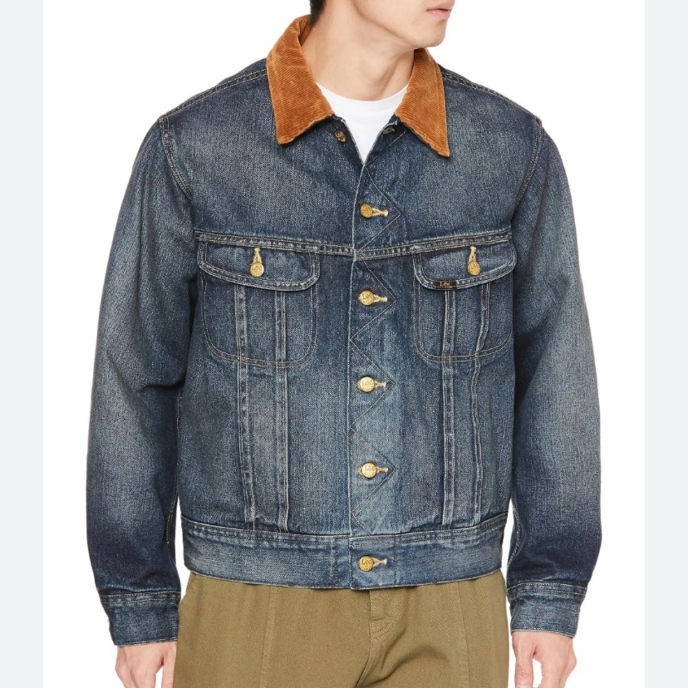 Lee Men's Denim Jacket with Brown Collar
